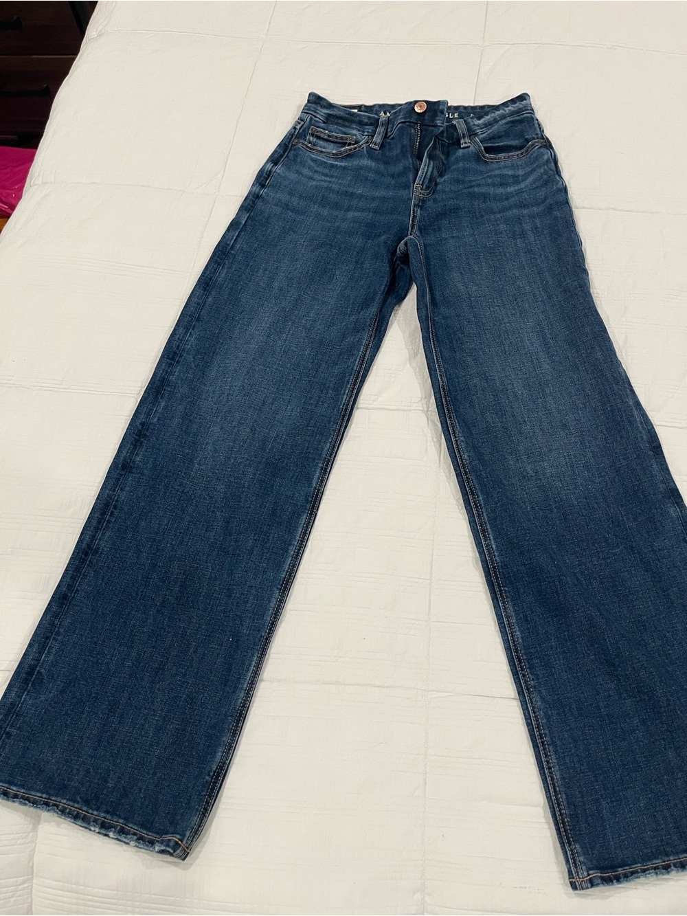 American Eagle Outfitters Wide-Leg Jeans in Dark Blue Denim